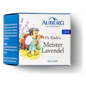 Verpackung eines Lavendelbalsams mit kindlicher Illustration eines Jungen mit einem Flöte und Marienkäfer-Motiv.
