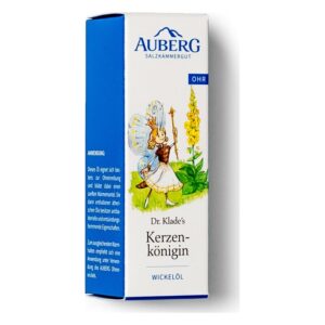 Verpackung eines Wickelöls mit dem Namen "Kerzenkönigin" und einer Illustration einer Fee mit Schmetterlingsflügeln.