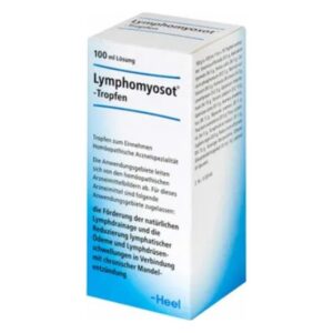 Packung mit Lymphomyosot Tropfen zur Förderung der natürlichen Lymphdrainage, 100 ml Lösung.