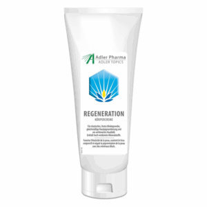 Tube mit Körpercreme namens 'Regeneration', enthält mineralstoffreiche Inhaltsstoffe für gesunde Haut.