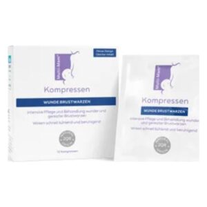 Verpackung von Kompressen zur intensiven Pflege und Behandlung wunde Brustwarzen mit beruhigenden Eigenschaften.