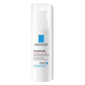 Flasche der La Roche-Posay Toleriane Rosaliac AR Intensivpflege mit Pumpe, Pflege für empfindliche Haut.