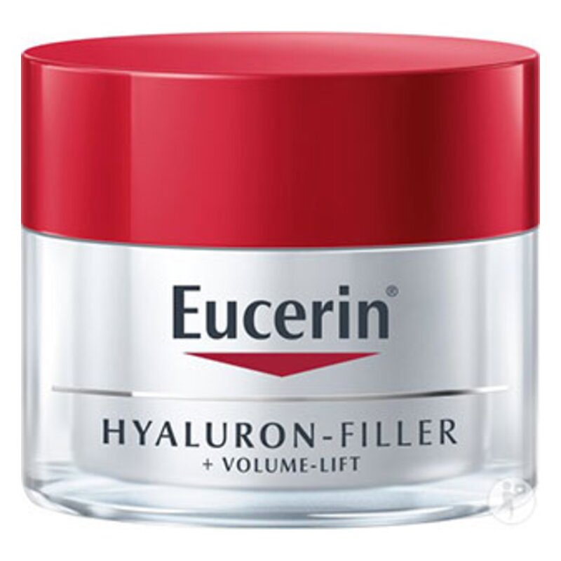 Eucidrin Hyaluron-Filler Creme in transparentem Tiegel mit rotem Deckel, für Volumenlift und Hautpflege.