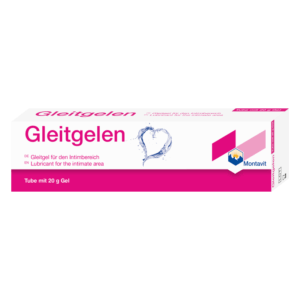 Verpackung eines Gleitgels für den Intimbereich in einer Tube mit 20 g Inhalt, deutlich beschriftet.