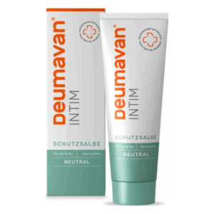 Tube und Verpackung von Deumavan Intim Schutzsalbe, neutral, für intime Pflege, harmoniefrei.