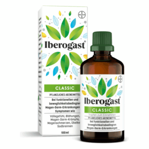 Flasche Iberogast Classic mit Umverpackung, pflanzliches Medikament gegen Magen-Darm-Beschwerden, 100 ml.