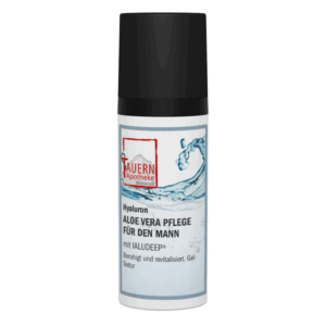 Pumpflasche mit Hyaluron- und Aloe Vera-Pflege für Männer, gelartige Textur, beruhigend und revitalisierend.