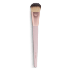 Ein Makeup-Pinsel mit breiter, flacher Bürste und rosa Griff, ideal für die Anwendung von Foundation.