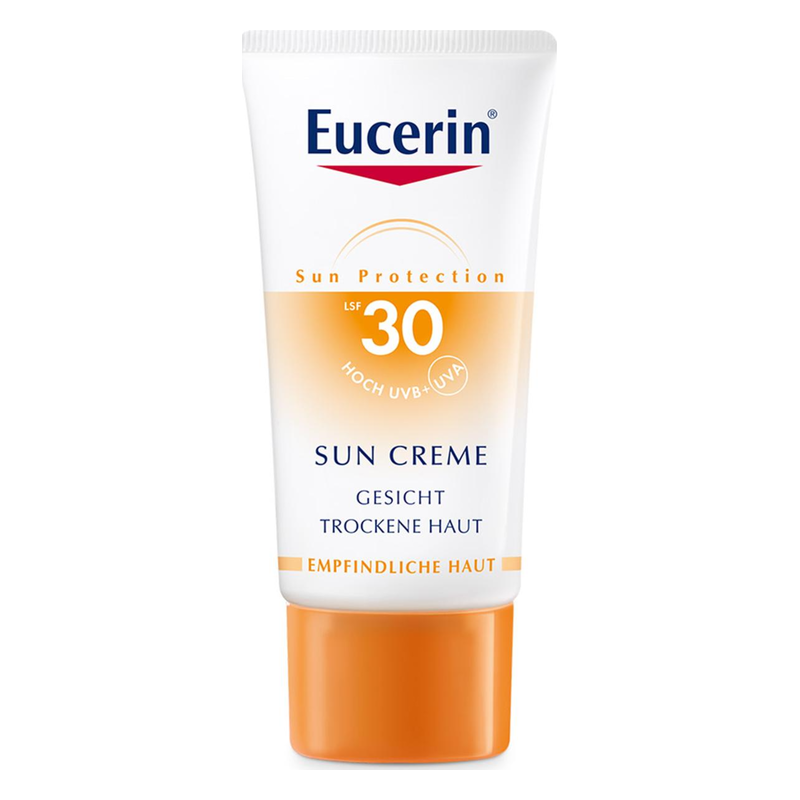 Sonnenschutzcreme von Eucerin für das Gesicht, LSF 30, speziell für trockene und empfindliche Haut.