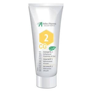 Tubenhülle mit Cremegel Nr. 2 von Adler Pharma, vegan, zur Hautstraffung und Entspannung.