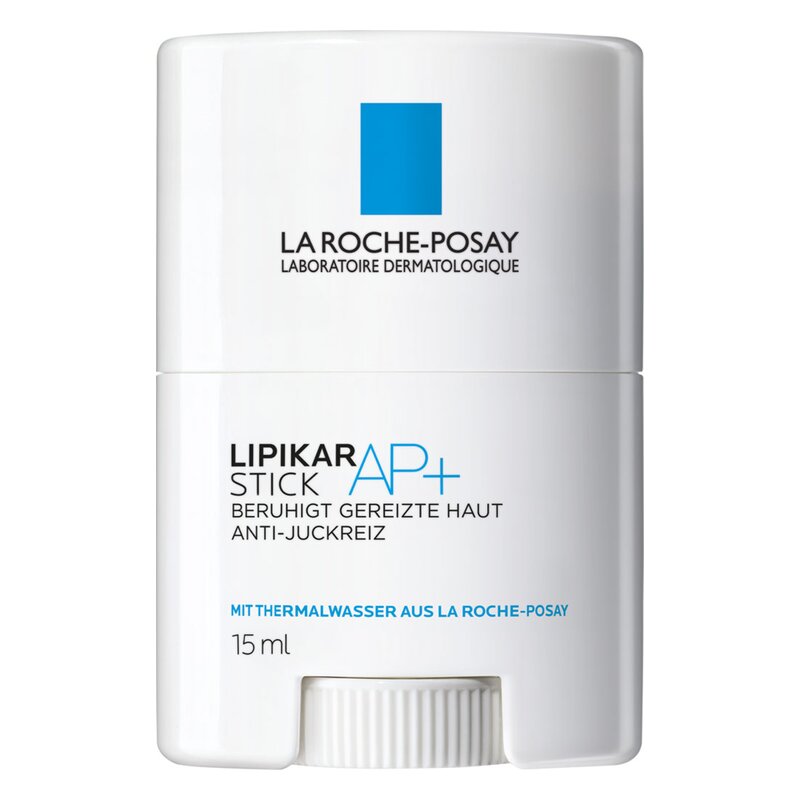 Lipikar Stick AP+ von La Roche-Posay, beruhigt gereizte Haut, antiviraler Stick, 15 ml, mit Thermalwasser.