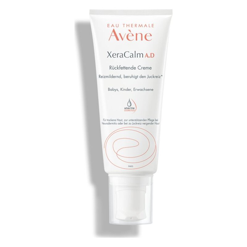 Tube mit rückfettender Creme von Avène, geeignet für trockene Haut, beruhigt Juckreiz.