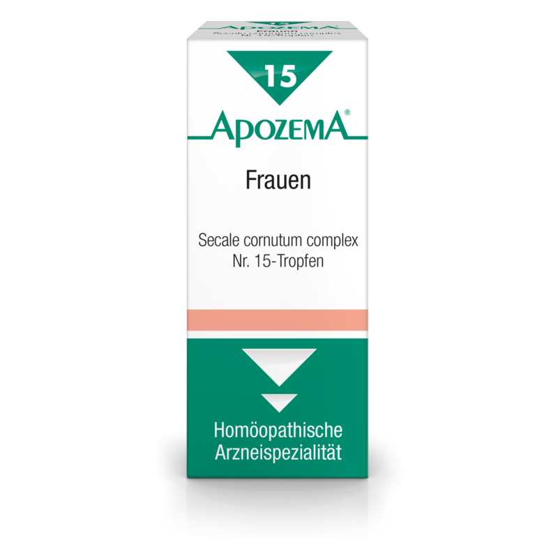 Homöopathisches Arzneimittel in einer vertikalen Kartonverpackung mit der Aufschrift "ApozemA Frauen" und grünem Design.