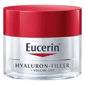 Eucidrin Hyaluron-Filler Creme in transparentem Tiegel mit rotem Deckel, für Volumenlift und Hautpflege.