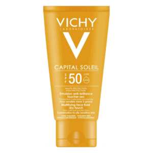 OrangeneTube von Vichy mit Sonnenschutz SPF 50, mattierende Gesichtsfluid für fettige und empfindliche Haut.