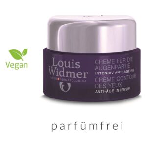 Violette Augencreme von Louis Widmer mit intensiv pflegenden Eigenschaften, vegan und parfümfrei.