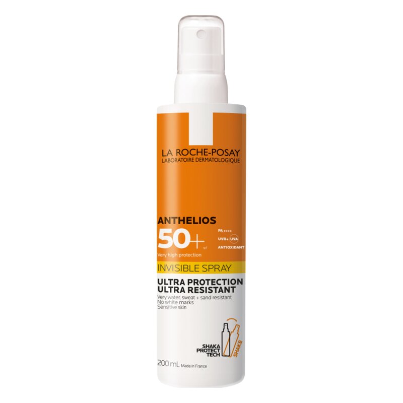 Sonnenschutzspray von La Roche-Posay mit SPF 50+, unsichtbarer Schutz, resistent gegen Wasser und Schweiß, 200 ml.