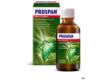 PROSPAN Hustentropfen in einer braunen Flasche neben der grünen Verpackung mit Efeublättern und Anwendungsinformationen.