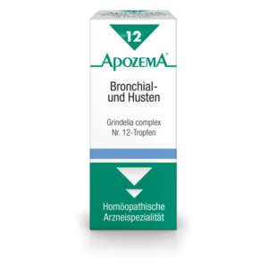Packung der homöopathischen Arzneimittel ApozemA Grindelia complex Nr. 12-Tropfen für Bronchial- und Hustenbeschwerden.