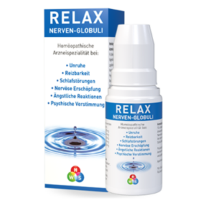 Homöopathisches Arzneimittel in einer weißen Flasche mit blauer Beschriftung für die Behandlung von Nervosität und Schlafstörungen.