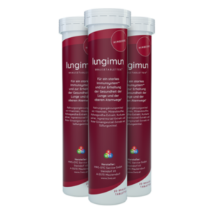 Drei Röhren mit Brausetabletten für ein starkes Immunsystem und die Gesundheit der Atemwege.