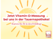 Ankündigung zur Vitamin-D-Messung in der Tauernapotheke, mit Sonnensymbol und frühlingshaften Farben.