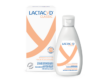 Lactacyd Classic Intimwaschlotion in einem weißen Flacon neben der Verpackung mit orangefarbenen Akzenten und Beschreibung oben.