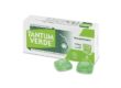 Packung mit Tantum Verde Lutschtabletten in Minzgeschmack, zwei Tabletten liegen daneben.