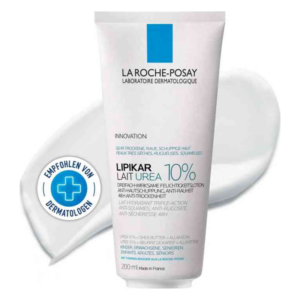 Eine Tube mit 200 ml der La Roche-Posay Lipikar Lait Urea 10% Feuchtigkeitslotion für sehr trockene Haut.