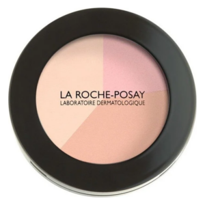Ein runder Puder mit vier Farbtönen in einem schwarz-grauen Gehäuse von La Roche-Posay.