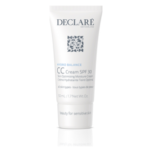 Weiße Tube mit CC Cream SPF 30, 50 ml, für alle Hauttypen, betont Feuchtigkeit und Hautoptimierung.