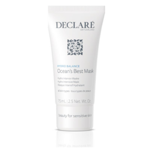 Tube mit Hydro Intensiv Maske von Declare, 75 ml, für alle Hauttypen, Verpackung in Weiß mit Informationen zur Anwendung.