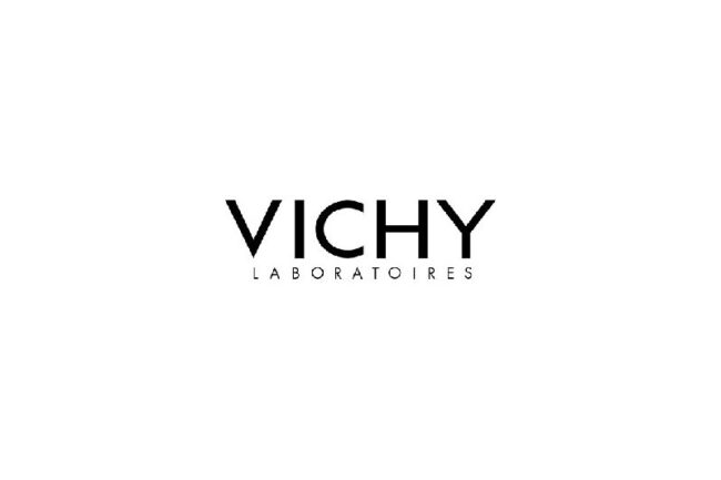 Logo von Vichy Laboratoires in klarer, schwarzer Schrift auf weißem Hintergrund.