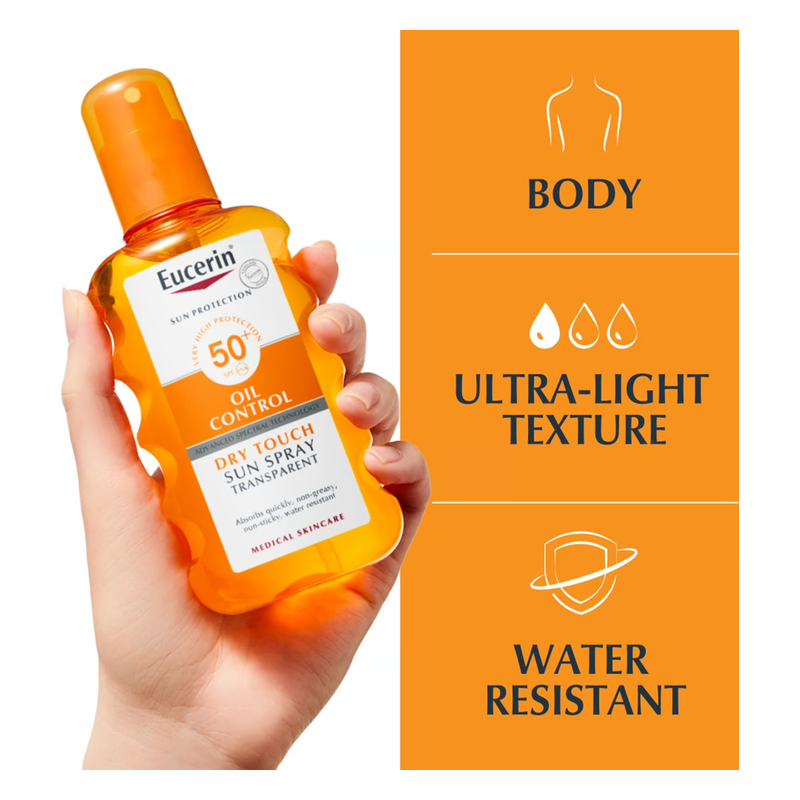 Eucerin Sun Body Oil Control Dry Touch Spray Transparent LSF 50