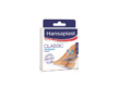 Verpackung von Hansaplast Classic, atmungsaktives und flexibles Pflaster, sichtbar sind Scheren und Maßangaben.
